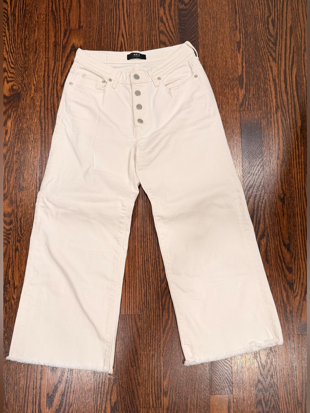 ABLE Cream The Wide-Leg Button-Fly Jeans - Size 28